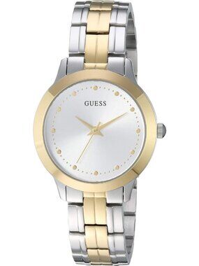Women's Two Tone Silver Stainless Steel Case Bracelet Resistance Analog Watch